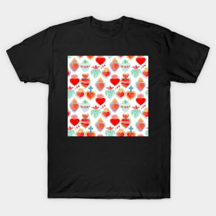 Bright watercolor pattern with sacred hearts T-Shirt